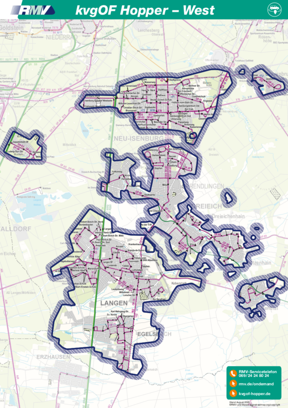 Bediengebiet KVG Offenbach - Hopper West Vergrößerte Ansicht: Bediengebiet KVG Offenbach - Hopper (West)