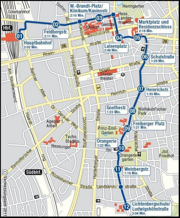 Kartenausschnitt Darmstadt