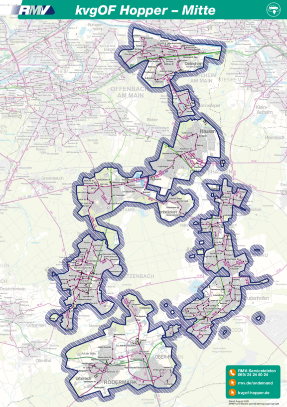 Bediengebiet KVG Offenbach - Hopper Mitte Vergrößerte Ansicht: Bediengebiet KVG Offenbach - Hopper Mitte