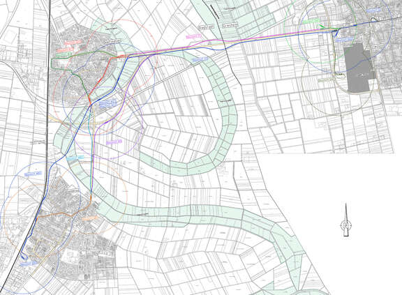 Kartenausschnitt: Trassenverlauf Griesheim West / Riedstadt