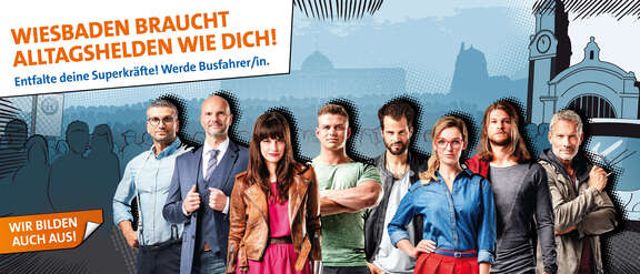 Plakat mit der Aufschrift Wiesbaden braucht Alltagshelden wie Dich