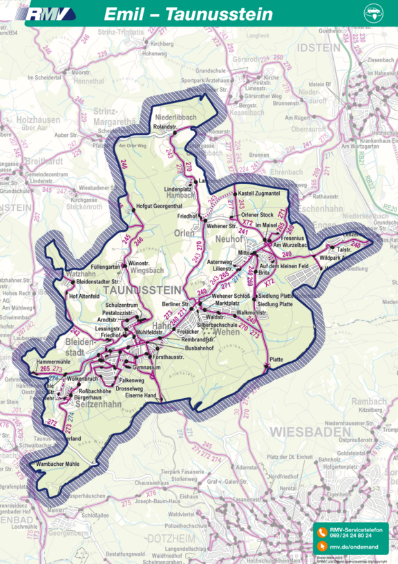 Bediengebiet RTV - Emil Taunusstein Vergrößerte Ansicht: Bediengebiet RTV - EMIL Taunusstein