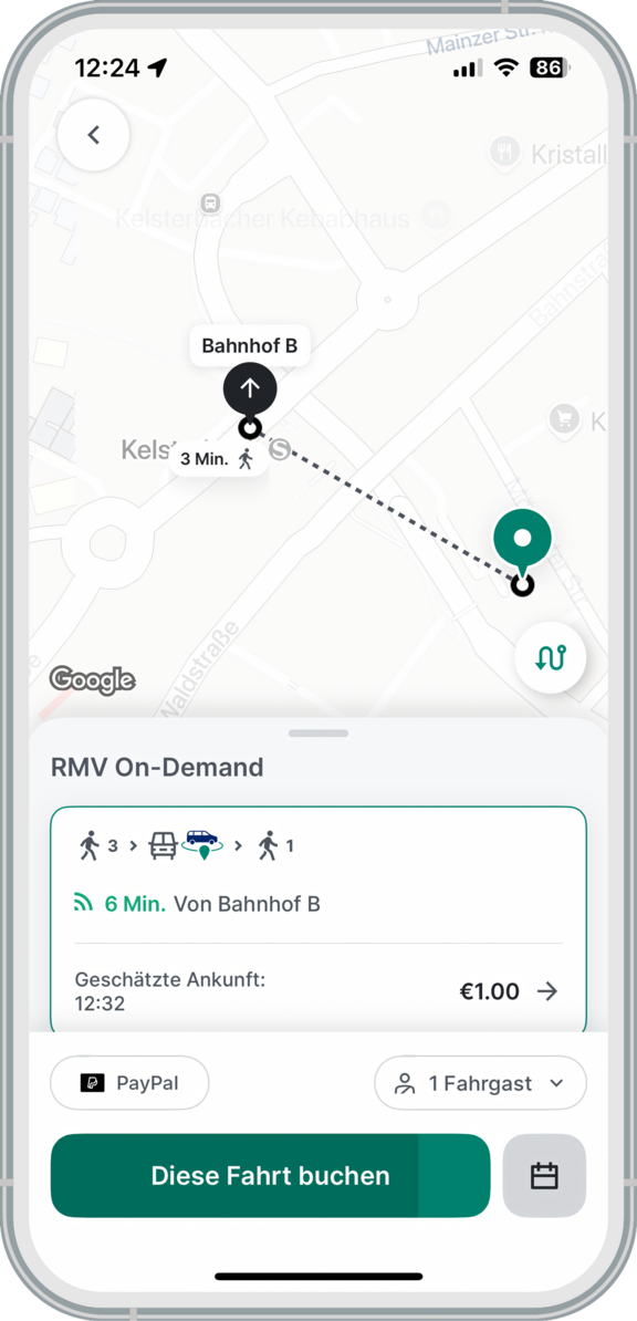 App RMV On-Demand mit Karte