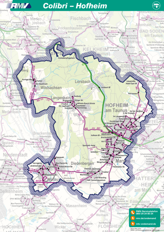 Bediengebiet Hofheim - Colibri Vergrößerte Ansicht: Bediengebiet On-Demand-Shuttle Colibri Hofheim
