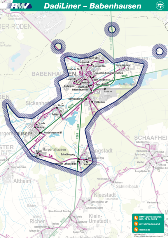 Bediengebiet DADINA - DadiLiner Babenhausen Vergrößerte Ansicht: Bediengebiet DADINA - DadiLiner Babenhausen