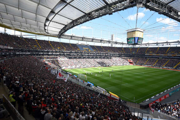 stadium Eintracht Frankfurt Football stadium with fans and players on the field