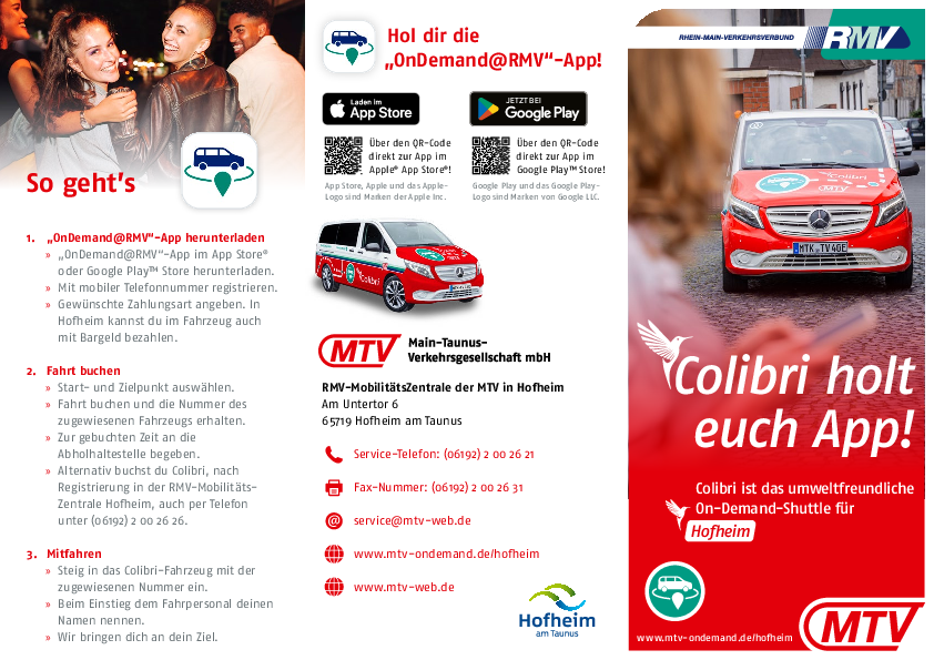 Colibri Infoflyer für Hofheim