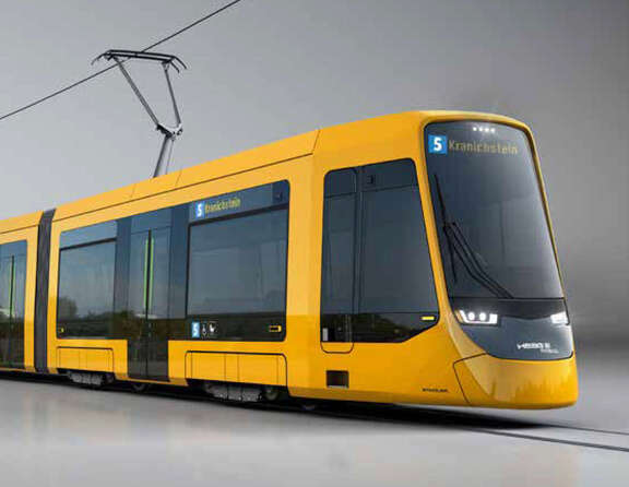 Grafik einer gelben Straßenbahn