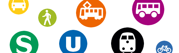 Piktogramme verschiedener Verkehrsmittel