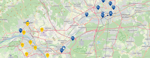 Karte mit Anzeige von Stationen von nextbike und meinRad