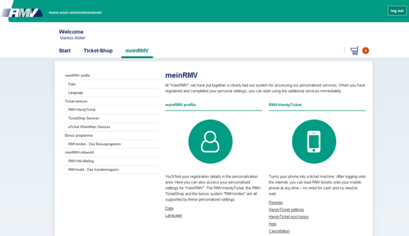 Screenshot of the RMV-Ticketshop