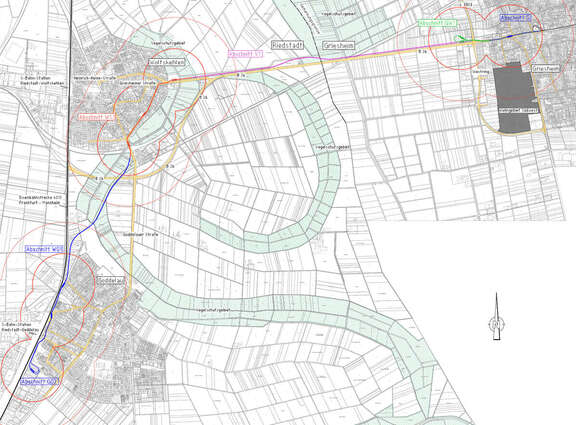 Kartenausschnitt Griesheim / Riedstadt und Umgebung