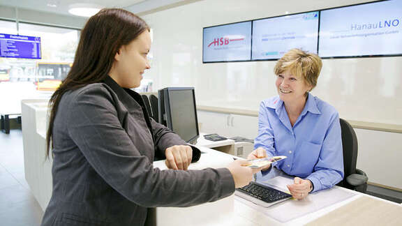 Customer at a service counter