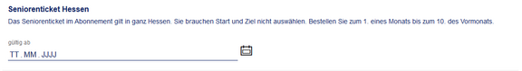 Screenshot aus dem RMV-Ticketshop, Seniorenticket Hessen