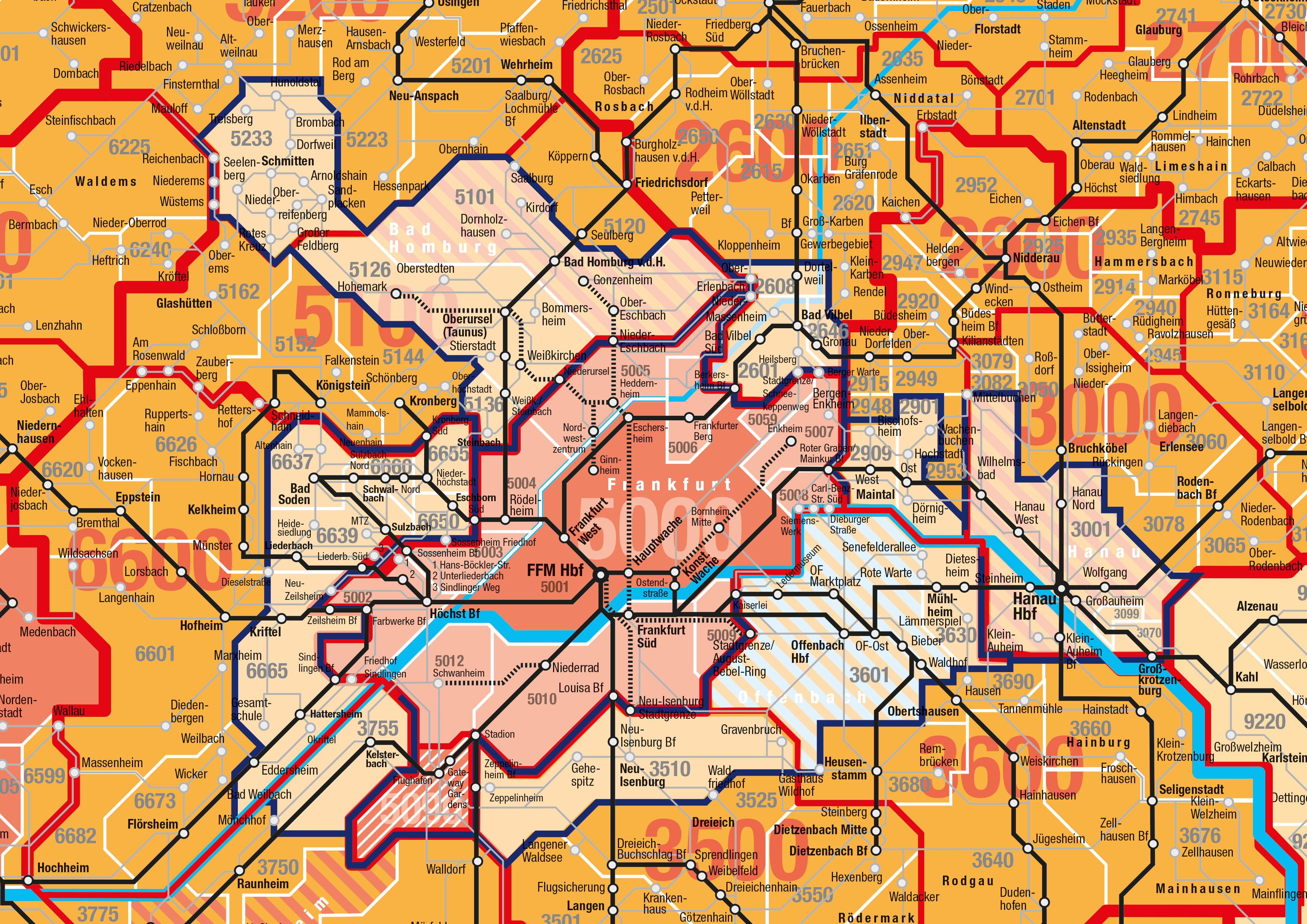 Ausschnitt des Tarifplans mit Preisstufen Frankfurt 