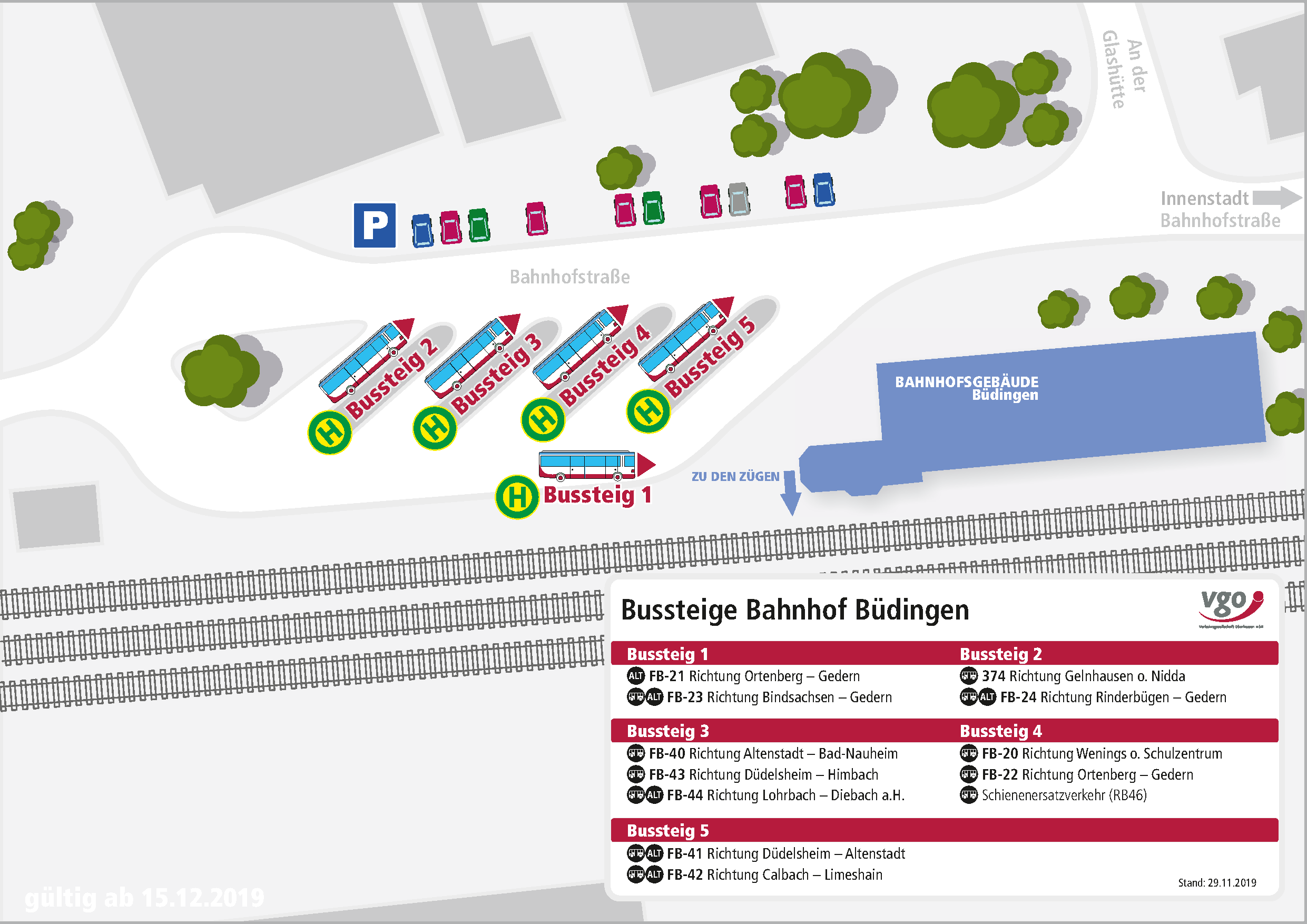 Lageplan Bussteige Bahnhof Büdingen