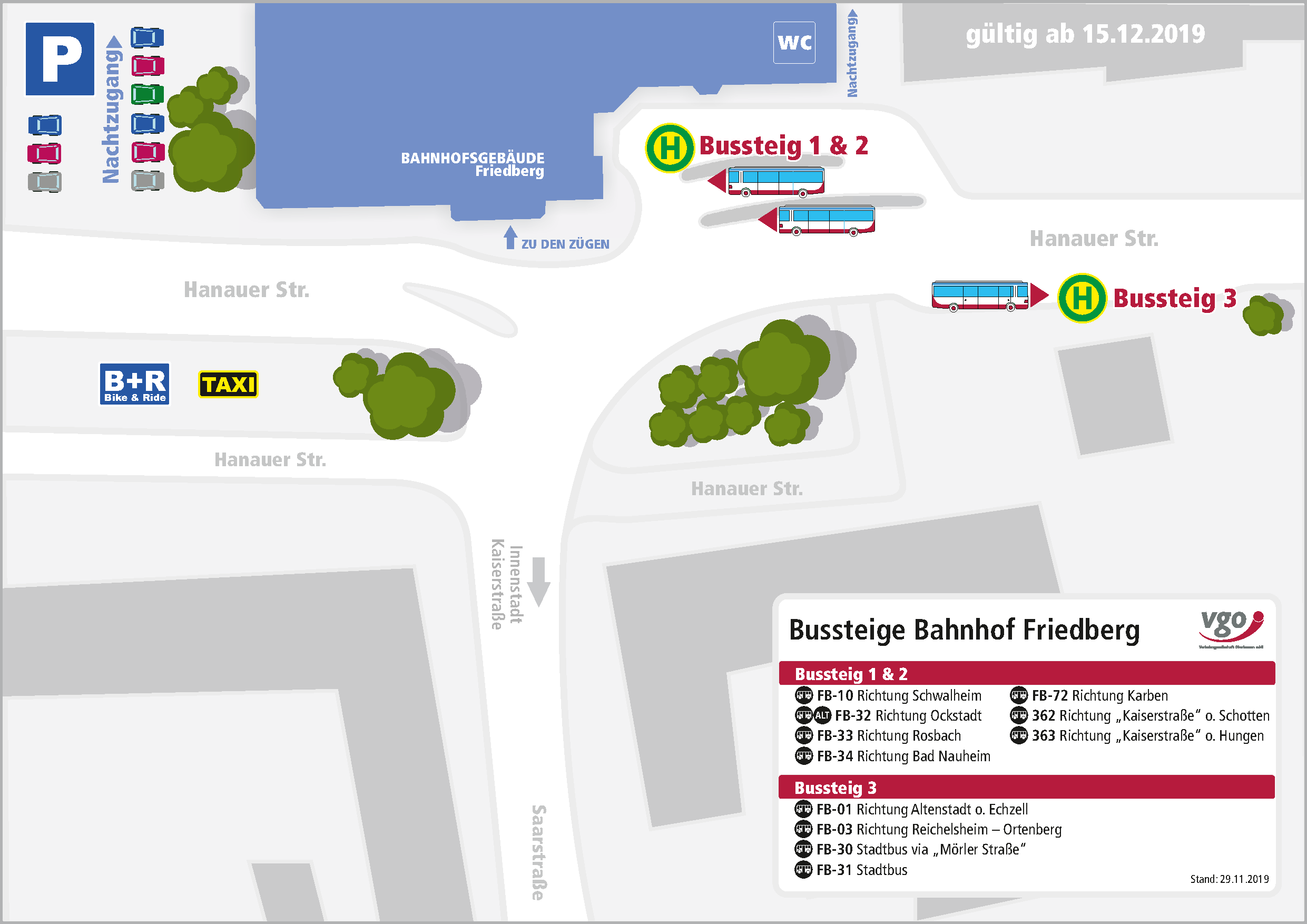 Lageplan Bussteige Bahnhof Friedberg